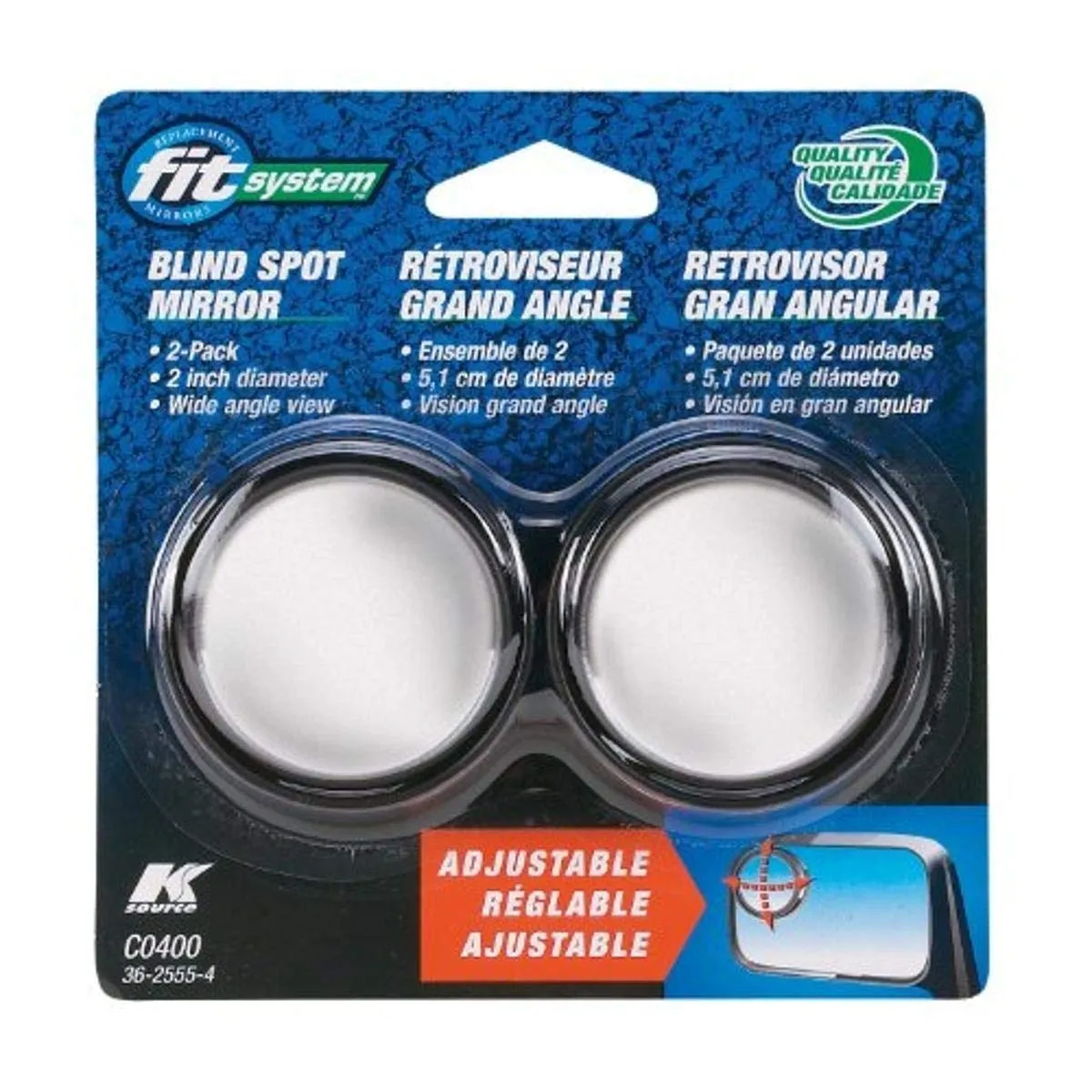 C0440 Fit System Round Frameless Blind Spot Mirror (51mm)